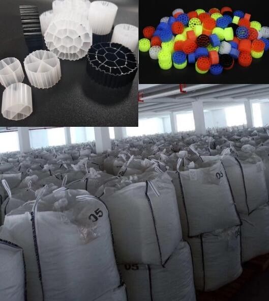 Vrouwelijk HDPE-materiaal Witte kleur MBBR-filter Biomedia voor waterbehandeling